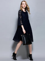 Women's Dresses Temperament  Lace Loose Midi Dress