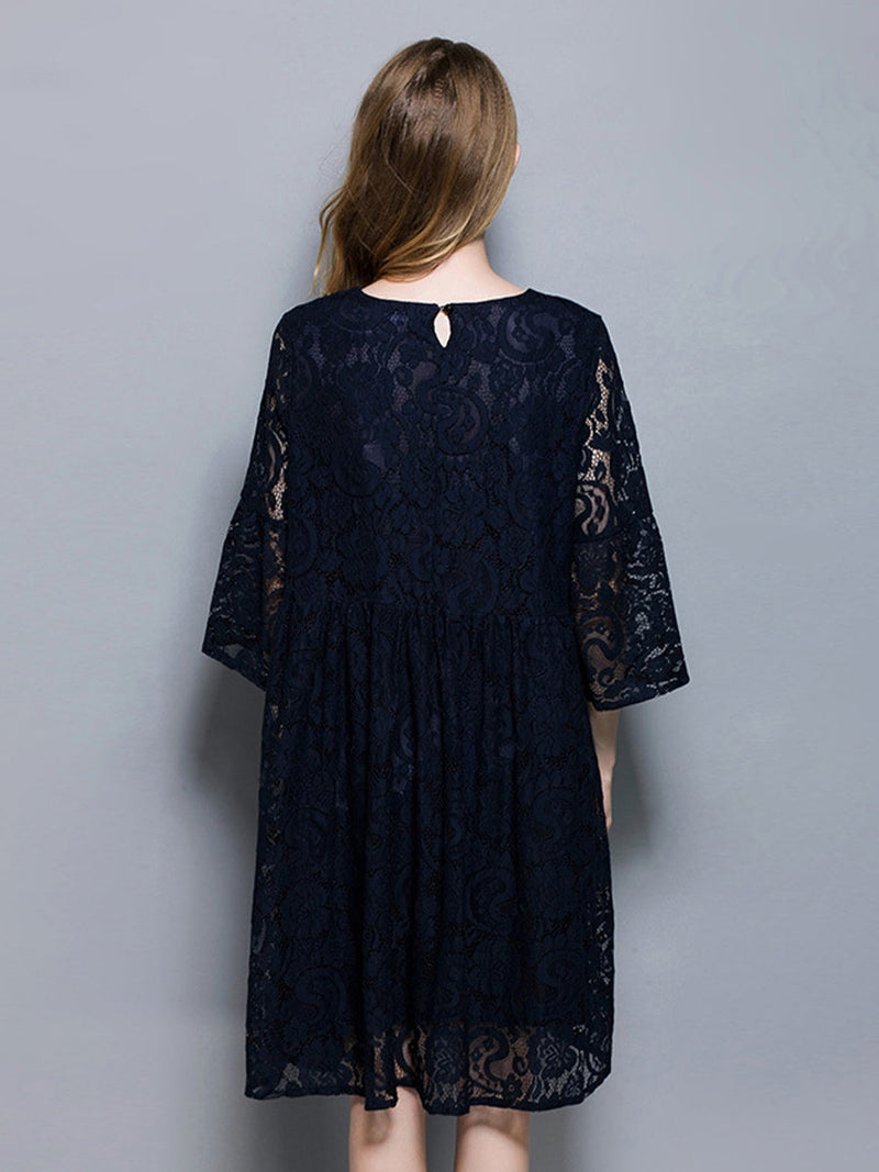 Women's Dresses Temperament  Lace Loose Midi Dress