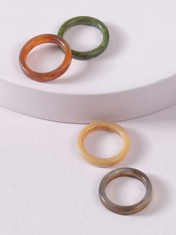 4pcs Resin Ring - INS | Online Fashion Free Shipping Clothing, Dresses, Tops, Shoes