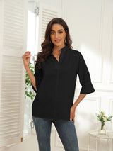 Women's Blouses Solid Color Casual Half Sleeve Blouse