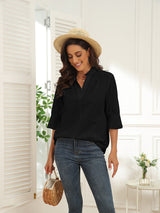 Women's Blouses Solid Color Casual Half Sleeve Blouse