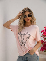 T-Shirts Women's T-Shirts Loose Printed Dolman Sleeve T-Shirt MsDressly