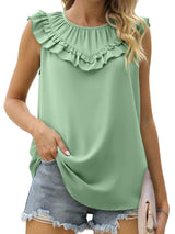 Tank Tops Women's Tank Tops Pleated Chiffon Solid Sleeveless Tank Top MsDressly