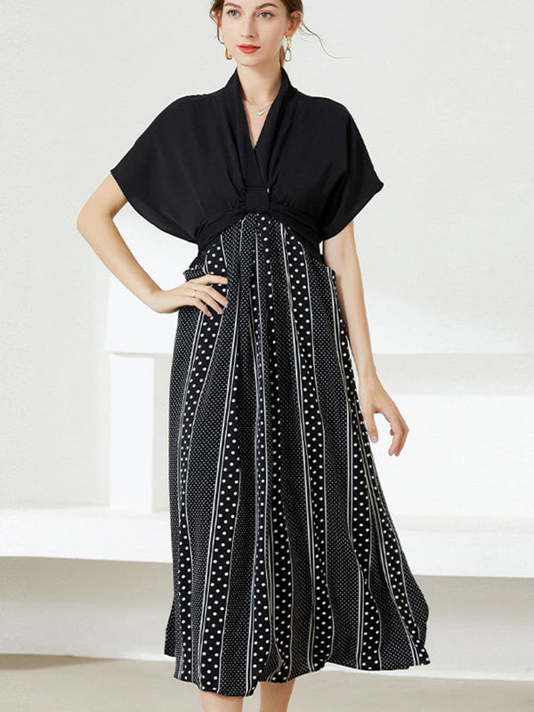 Midi Dresses Women's Dresses Reducing Age Lace Up Patchwork Midi Dress MsDressly