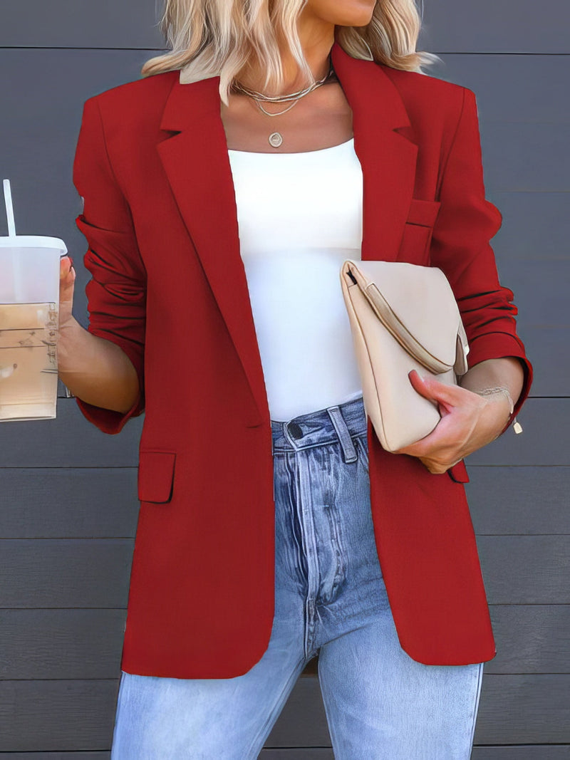 Women's Blazers Casual Solid Lapel Slit Pocket Blazer