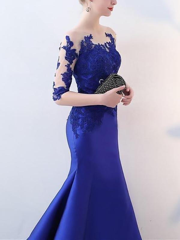 Beading Mermaid Plus Size Mother of the Bride Dress with Sleeve - Dresses - INS | Online Fashion Free Shipping Clothing, Dresses, Tops, Shoes - 03/02/2021 - Blue - Color_Blue