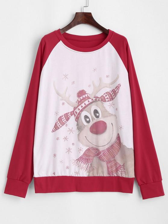 Christmas Funny Elk Raglan Sleeve Snowflake Sweatshirt - INS | Online Fashion Free Shipping Clothing, Dresses, Tops, Shoes