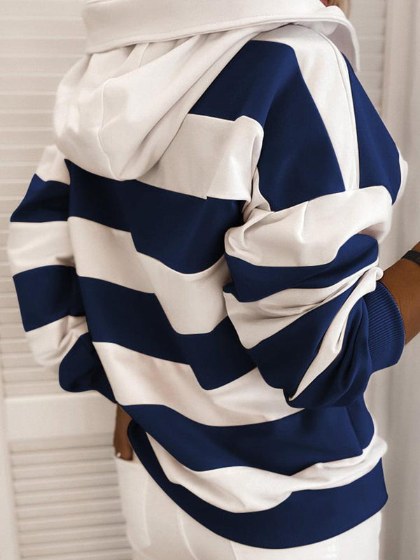 Women's Hoodies Long Sleeve Knot Stripe Print Hoodies - MsDressly