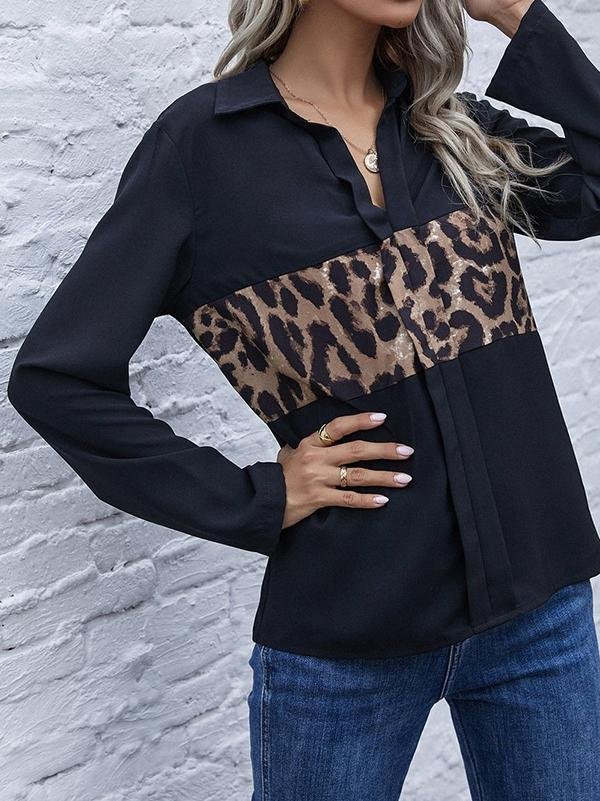 Printed Leopard Print Loose Ladies Shirt - Blouses - INS | Online Fashion Free Shipping Clothing, Dresses, Tops, Shoes - 02/04/2021 - 2XL - 3XL