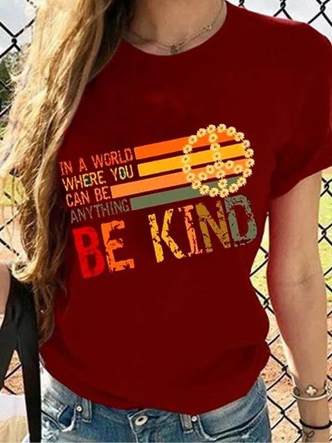 Round Neck Short Sleeve BEKIND Pattern T-Shirts - T-Shirts - INS | Online Fashion Free Shipping Clothing, Dresses, Tops, Shoes - 10-20 - 14/07/2021 - Category_T-Shirts