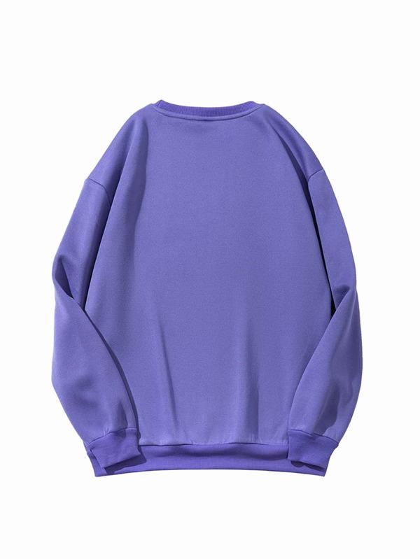 Solid Drop Shoulder Sweatshirt - MsDressly