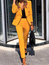 Solid Top & Straight-leg Pants Two-piece Women Suit - 45.99 - INS | Online Fashion Free Shipping Clothing, Dresses, Tops, Shoes - 12/07/2021 - 40-50 - Bottoms