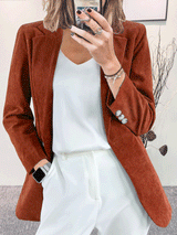 Women's Blazers Corduroy Temperament Slim Solid Lapel Blazer - MsDressly