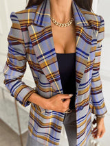 Women's Blazers Long Sleeve Slim Single-Button Plaid Print Blazers - Blazers - INS | Online Fashion Free Shipping Clothing, Dresses, Tops, Shoes - 18/10/2021 - 30-40 - BLA2110181150