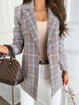 Women's Blazers Long Sleeve Slim Single-Button Plaid Print Blazers - Blazers - INS | Online Fashion Free Shipping Clothing, Dresses, Tops, Shoes - 18/10/2021 - 30-40 - BLA2110181150