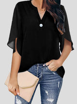 Women's Blouses Casual V-Neck Short Sleeve Chiffon Blouse - Blouses - Instastyled | Online Fashion Free Shipping Clothing, Dresses, Tops, Shoes - 20-30 - 25/03/2022 - BLO2203251641