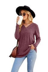 Women's Blouses Long Sleeve Pleated V Neck Blouse - MsDressly