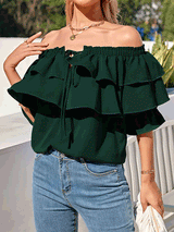 Women's Blouses Off-Shoulder Ruffle Long Sleeve Blouse - MsDressly