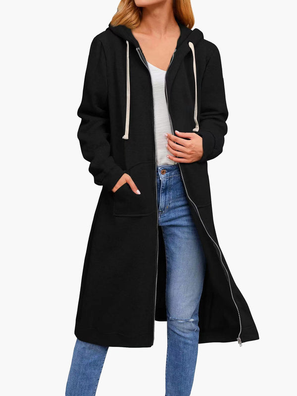 Women's Cardigans Loose Zip Pocket Hooded Long Cardigan - Cardigans - Instastyled | Online Fashion Free Shipping Clothing, Dresses, Tops, Shoes - 24/10/2022 - 40-50 - CAR2210241276