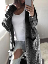Women's Cardigans Pocket Twist Long Sweater Cardigan - Cardigans & Sweaters - INS | Online Fashion Free Shipping Clothing, Dresses, Tops, Shoes - 22/10/2021 - 30-40 - Cardigans & Sweaters