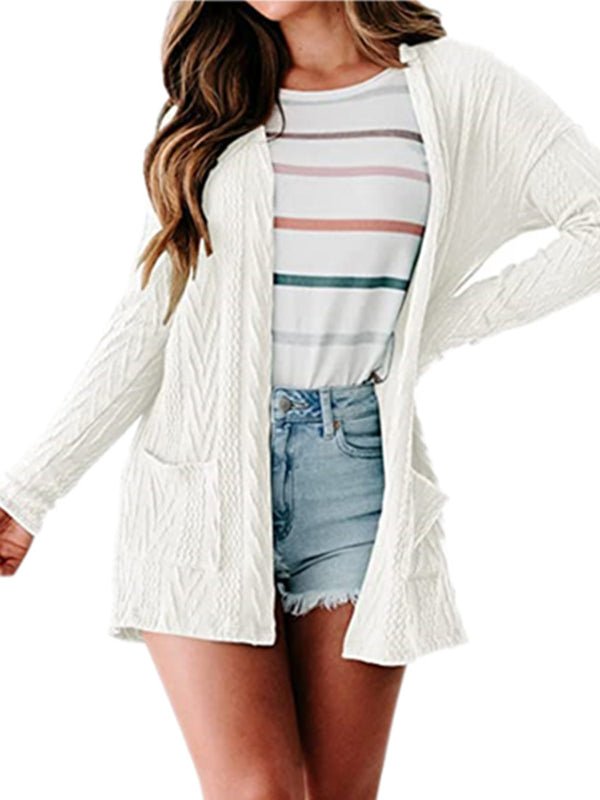 Women's Cardigans Solid Loose Knitted Long Sleeve Sweater Cardigan - MsDressly