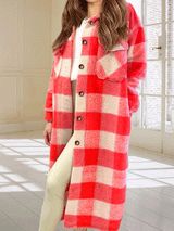 Women's Coats Casual Button Plaid Woolen Long Coat - Coats & Jackets - Instastyled | Online Fashion Free Shipping Clothing, Dresses, Tops, Shoes - 21/12/2021 - 40-50 - COA2112221368