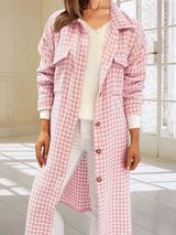 Women's Coats Casual Button Plaid Woolen Long Coat - Coats & Jackets - Instastyled | Online Fashion Free Shipping Clothing, Dresses, Tops, Shoes - 21/12/2021 - 40-50 - COA2112221368