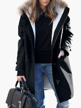 Women's Coats Fur Collar Zip Pocket Hooded Coat - Coats - Instastyled | Online Fashion Free Shipping Clothing, Dresses, Tops, Shoes - 13/10/2022 - COA2210131446 - Coats