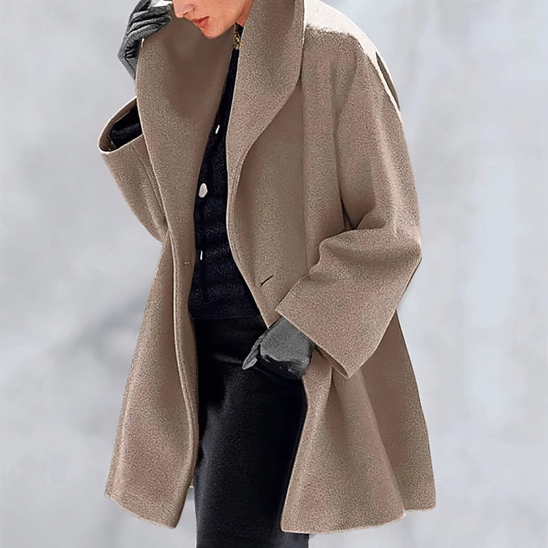 Women's Coats Loose Solid Button Hooded Woolen Coat