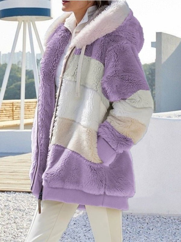 Women's Coats Warm Plush Patchwork Loose Coat - Coats - Instastyled | Online Fashion Free Shipping Clothing, Dresses, Tops, Shoes - 20-30 - 27/12/2022 - COA2212271486