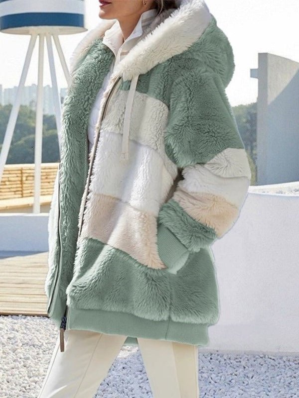 Women's Coats Warm Plush Patchwork Loose Coat - Coats - Instastyled | Online Fashion Free Shipping Clothing, Dresses, Tops, Shoes - 20-30 - 27/12/2022 - COA2212271486