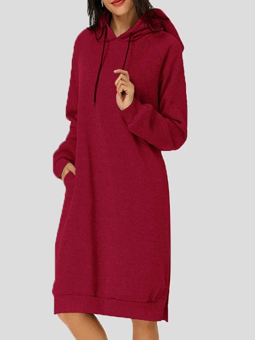 Women's Dresses Casual Solid Pocket Hooded Dress - Midi Dresses - Instastyled | Online Fashion Free Shipping Clothing, Dresses, Tops, Shoes - 22/09/2022 - Casual Dresses - Color_Black