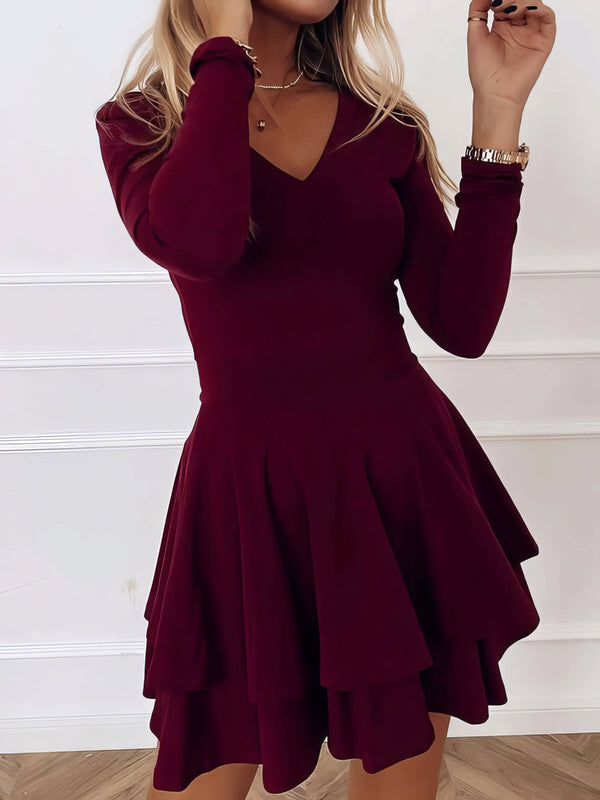 Mini Dresses Women's Dresses Casual V-Neck Long Sleeve Commuter Dress MsDressly