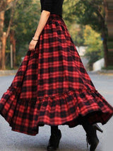 Women's Dresses Fresh Sweet Plaid Split Maxi Dress - Maxi Dresses - Instastyled | Online Fashion Free Shipping Clothing, Dresses, Tops, Shoes - 11/1/2023 - color-black - color-purple