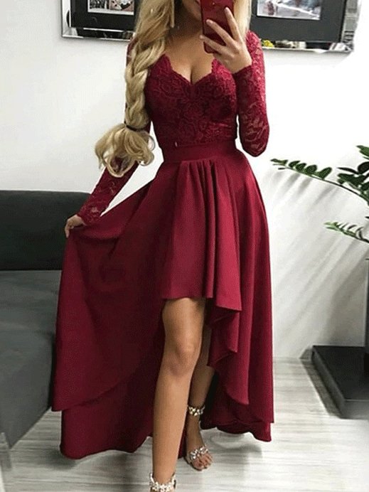 Women's Dresses Lace Wrapped Chest V-neck Long Sleeve Mermaid Dress - Maxi Dresses - INS | Online Fashion Free Shipping Clothing, Dresses, Tops, Shoes - 09/10/2021 - Color_Black - Color_Blue