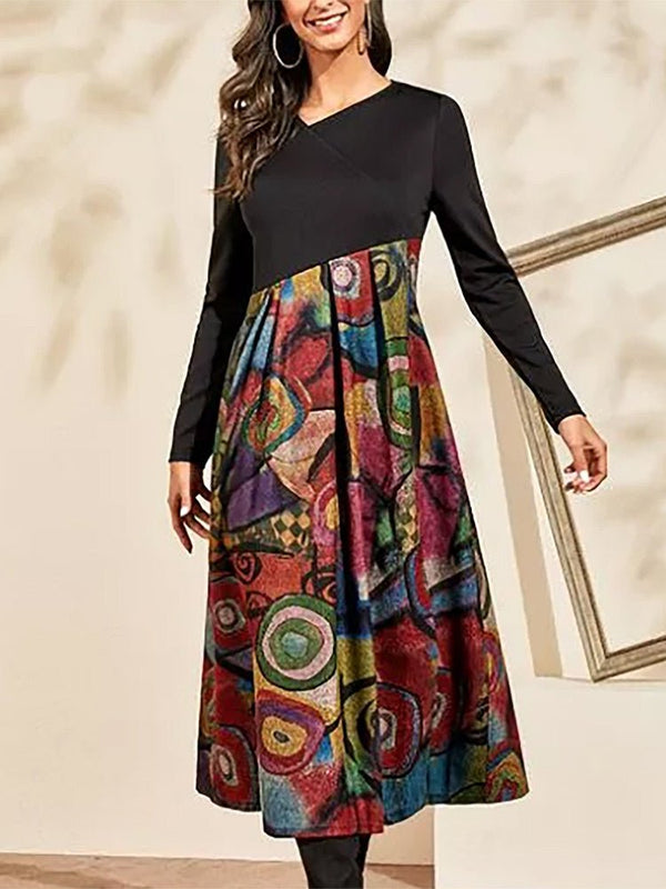 Women's Dresses Printing Temperament Slim Long Sleeve Midi Dress - Midi Dresses - Instastyled | Online Fashion Free Shipping Clothing, Dresses, Tops, Shoes - 14/12/2022 - 30-40 - color-dark_gray