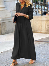 Women's Dresses Solid Lapel Long Sleeve Casual Dress - MsDressly
