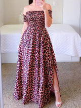 Women's Dresses Strapless Printed Slit Maxi Dress