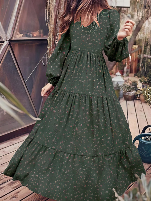 Women's Dresses Temperament Chiffon V-Neck Long Sleeve Dress