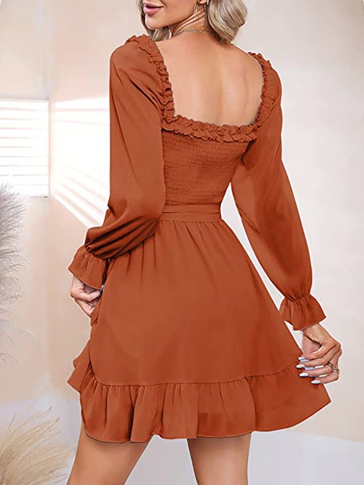 Women's Dresses V-Neck Chiffon Waist Closing Mini Dress - MsDressly