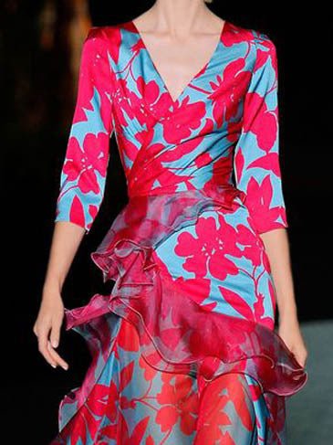 Women's Dresses V-Neck Long Sleeve Print Dress - MsDressly