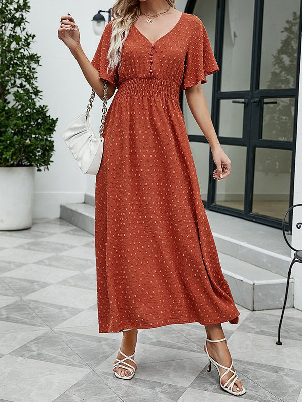 Women's Dresses V-Neck Ruffled Sleeve Polka Dots Midi Dress - Midi Dresses - Instastyled | Online Fashion Free Shipping Clothing, Dresses, Tops, Shoes - 1/12/2022 - 40-50 - color-black