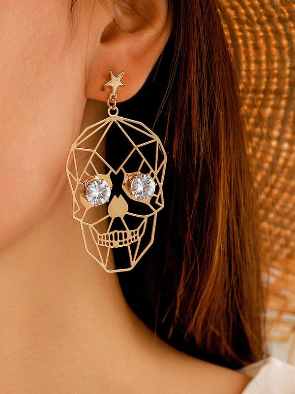 Women's Earrings Halloween Golden Skull Face Earrings - Earrings - INS | Online Fashion Free Shipping Clothing, Dresses, Tops, Shoes - 07/09/2021 - All Accs & Jewelry - color-gold