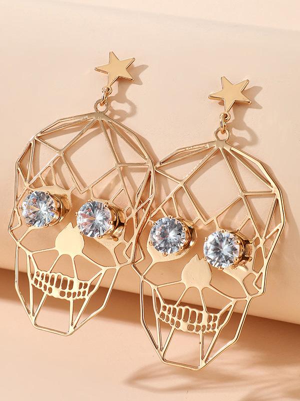 Women's Earrings Halloween Golden Skull Face Earrings - Earrings - INS | Online Fashion Free Shipping Clothing, Dresses, Tops, Shoes - 07/09/2021 - All Accs & Jewelry - color-gold