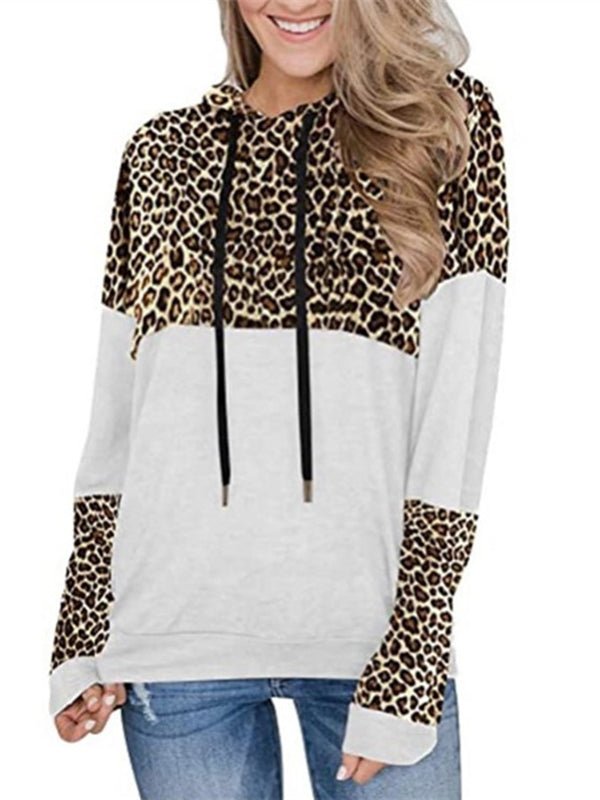 Women's Hoodies Casual Commuting Leopard Print Long Sleeve Plush Hoodie - MsDressly