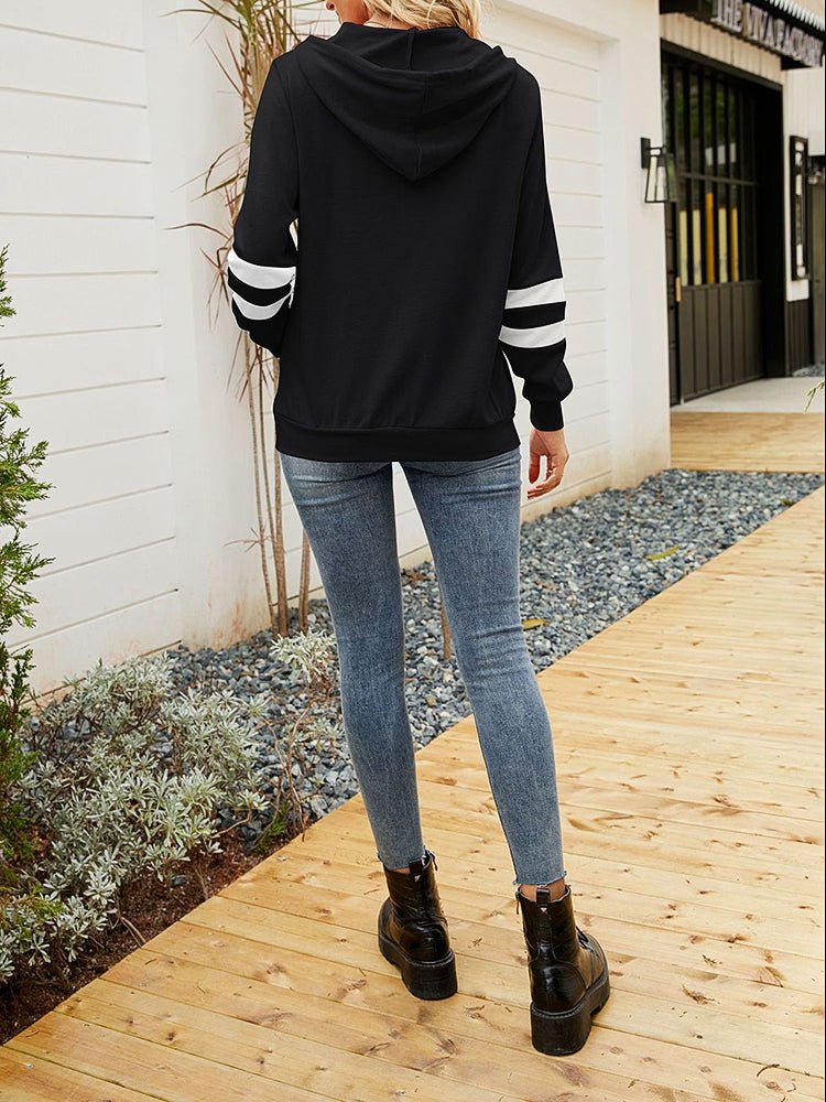 Women's Hoodies Contrast Zip Long Sleeve Hoodie - MsDressly