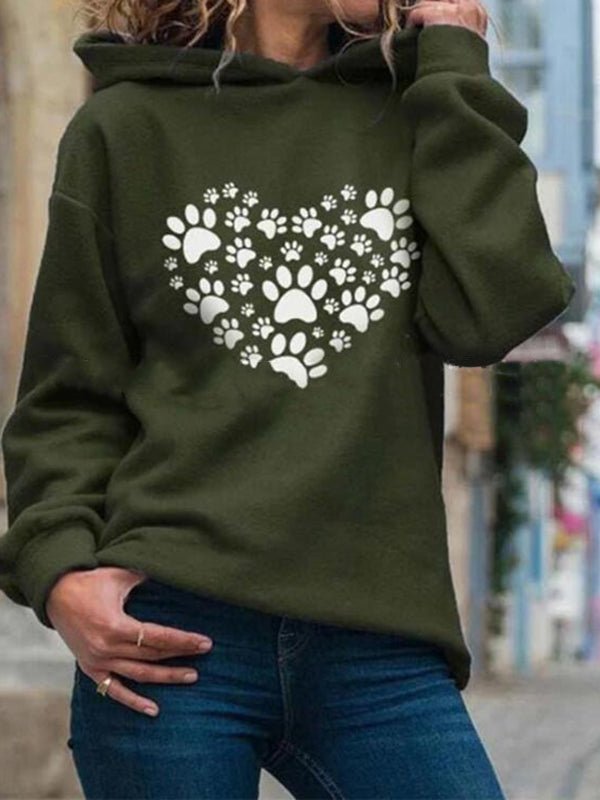 Women's Hoodies Dogpaw Printed Long Sleeved Hoodie - MsDressly