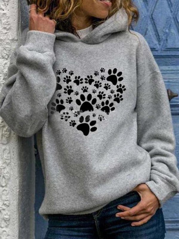 Women's Hoodies Dogpaw Printed Long Sleeved Hoodie - MsDressly