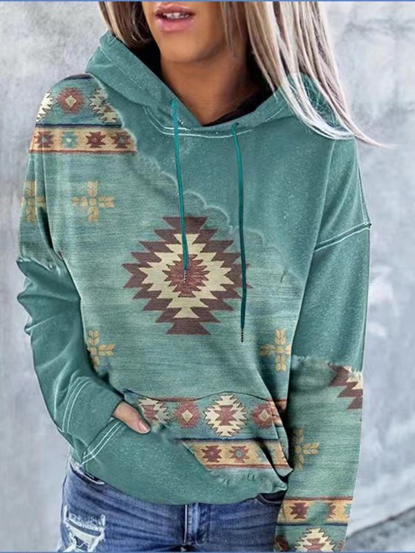 Women's Hoodies Long Sleeve Drop Shoulder Printed Hoodie - MsDressly