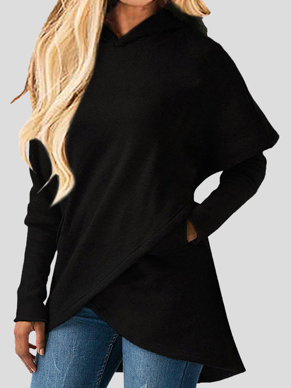 Women's Hoodies Loose Irregular Pocket Long Sleeve Hoody - Hoodies - Instastyled | Online Fashion Free Shipping Clothing, Dresses, Tops, Shoes - 11/08/2022 - 20-30 - color-black